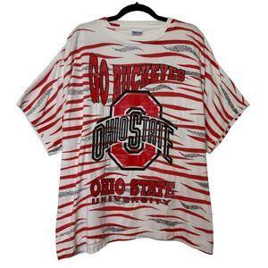 Vintage 90s Ohio State Buckeyes NCAA All Over Print AOP T Shirt XL